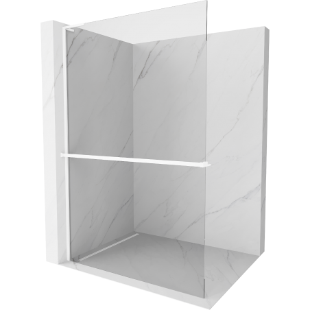 Mexen Kioto+ L ścianka prysznicowa z półką Walk-in 90 x 200 cm, transparent, biała - 800-090-123-20-00
