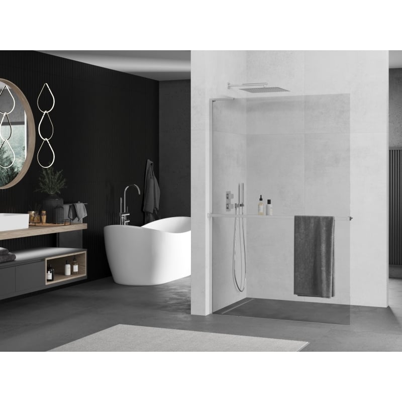 Mexen Kioto+ L ścianka prysznicowa z półką Walk-in 60 x 200 cm, transparent, chrom - 800-060-123-01-00