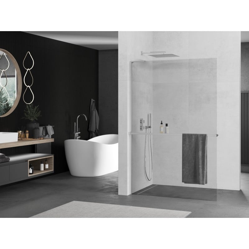 Mexen Kioto+ L ścianka prysznicowa z półką Walk-in 80 x 200 cm, transparent, chrom - 800-080-123-01-00