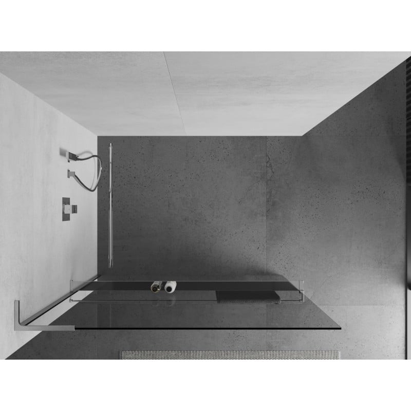 Mexen Kioto+ L ścianka prysznicowa z półką Walk-in 100 x 200 cm, transparent, chrom - 800-100-123-01-00