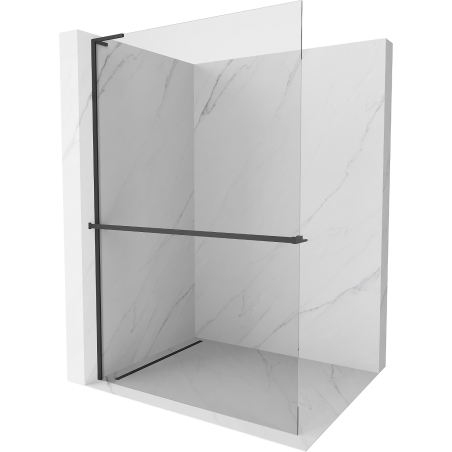 Mexen Kioto+ L ścianka prysznicowa z półką Walk-in 65 x 200 cm, transparent, czarna - 800-065-123-70-00