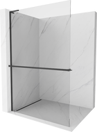 Mexen Kioto+ L ścianka prysznicowa z półką Walk-in 65 x 200 cm, transparent, czarna - 800-065-123-70-00