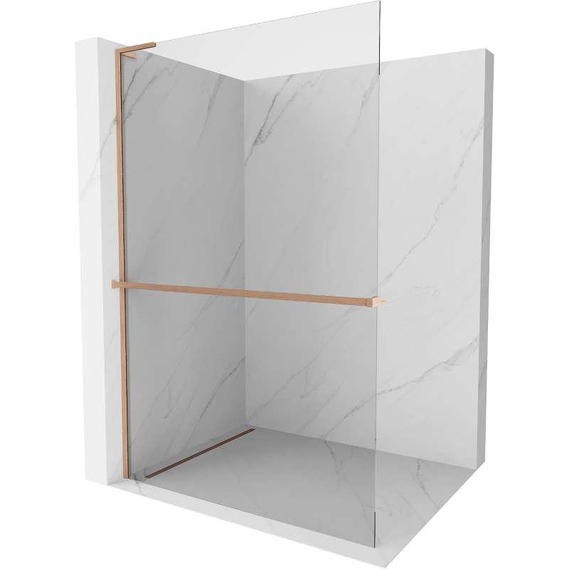 Mexen Kioto+ L ścianka prysznicowa z półką Walk-in 55 x 200 cm, transparent, miedź szczotkowana - 800-055-123-65-00