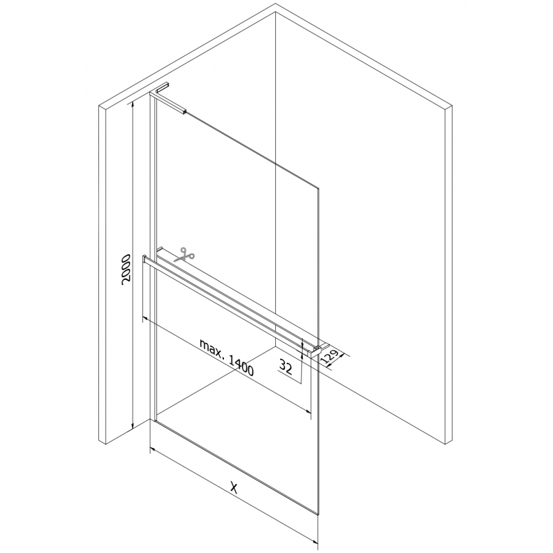 Mexen Kioto+ L ścianka prysznicowa z półką Walk-in 70 x 200 cm, transparent, miedź szczotkowana - 800-070-123-65-00