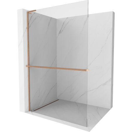 Mexen Kioto+ L ścianka prysznicowa z półką Walk-in 80 x 200 cm, transparent, miedź szczotkowana - 800-080-123-65-00