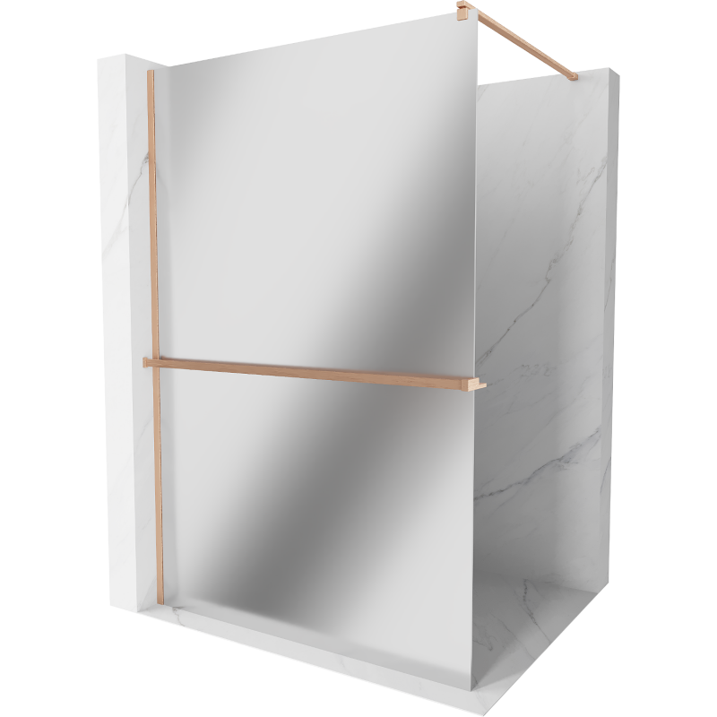 Mexen Kioto+ ścianka prysznicowa z półką Walk-in 70 x 200 cm, lustro, miedź szczotkowana - 800-070-121-65-50