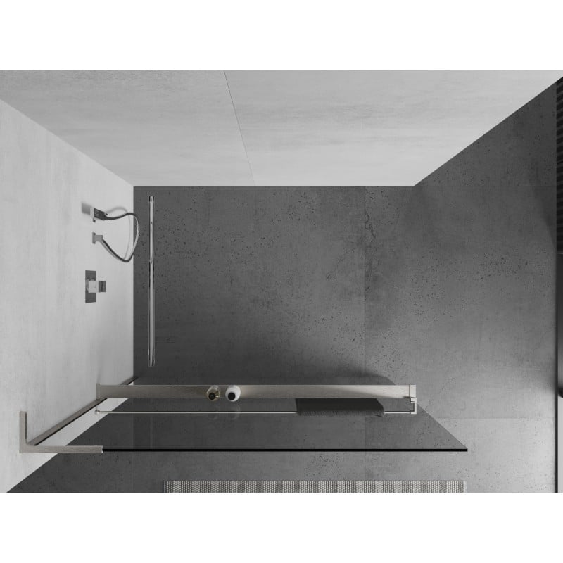 Mexen Kioto+ L ścianka prysznicowa z półką Walk-in 90 x 200 cm, transparent, nikiel szczotkowany - 800-090-123-97-00