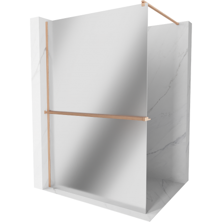 Mexen Kioto+ ścianka prysznicowa z półką Walk-in 100 x 200 cm, lustro, miedź szczotkowana - 800-100-121-65-50