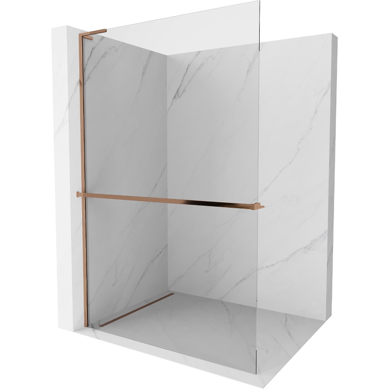 Mexen Kioto+ L ścianka prysznicowa z półką Walk-in 100 x 200 cm, transparent, różowe złoto - 800-100-123-60-00