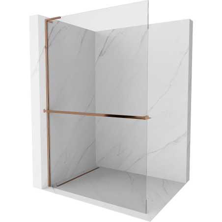 Mexen Kioto+ L ścianka prysznicowa z półką Walk-in 100 x 200 cm, transparent, różowe złoto - 800-100-123-60-00