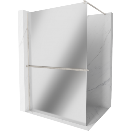 Mexen Kioto+ ścianka prysznicowa z półką Walk-in 100 x 200 cm, lustro, nikiel szczotkowany - 800-100-121-97-50