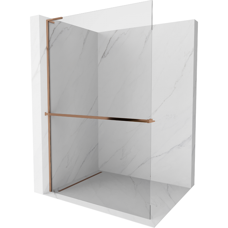 Mexen Kioto+ L ścianka prysznicowa z półką Walk-in 70 x 200 cm, transparent, różowe złoto - 800-070-123-60-00