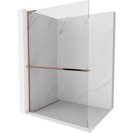 Mexen Kioto+ L ścianka prysznicowa z półką Walk-in 65 x 200 cm, transparent, różowe złoto - 800-065-123-60-00
