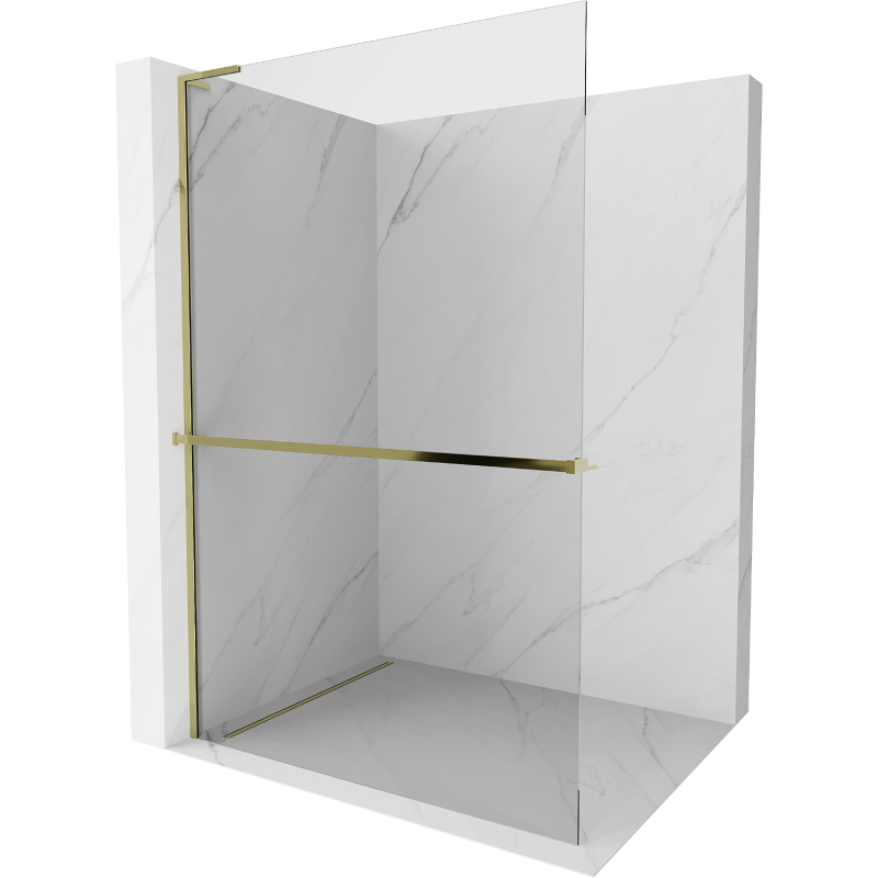 Mexen Kioto+ L ścianka prysznicowa z półką Walk-in 100 x 200 cm, transparent, złota - 800-100-123-50-00