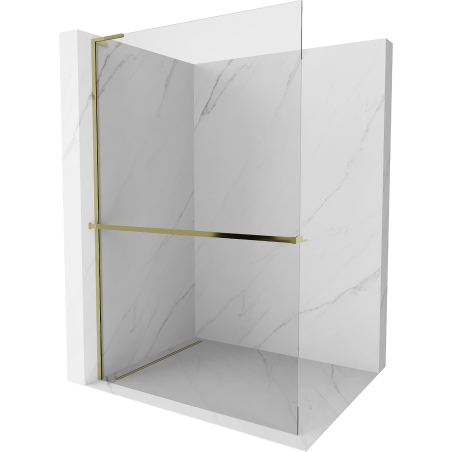 Mexen Kioto+ L ścianka prysznicowa z półką Walk-in 100 x 200 cm, transparent, złota - 800-100-123-50-00