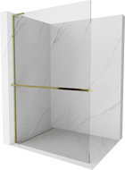 Mexen Kioto+ L ścianka prysznicowa z półką Walk-in 55 x 200 cm, transparent, złota - 800-055-123-50-00
