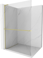 Mexen Kioto+ L ścianka prysznicowa z półką Walk-in 90 x 200 cm, transparent, złota szczotkowana - 800-090-123-55-00