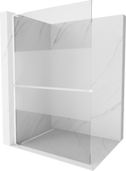 Mexen Kioto+ L ścianka prysznicowa z półką Walk-in 80 x 200 cm, transparent/szron, biała - 800-080-123-20-35