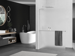 Mexen Kioto+ L ścianka prysznicowa z półką Walk-in 100 x 200 cm, szron, chrom - 800-100-123-01-30