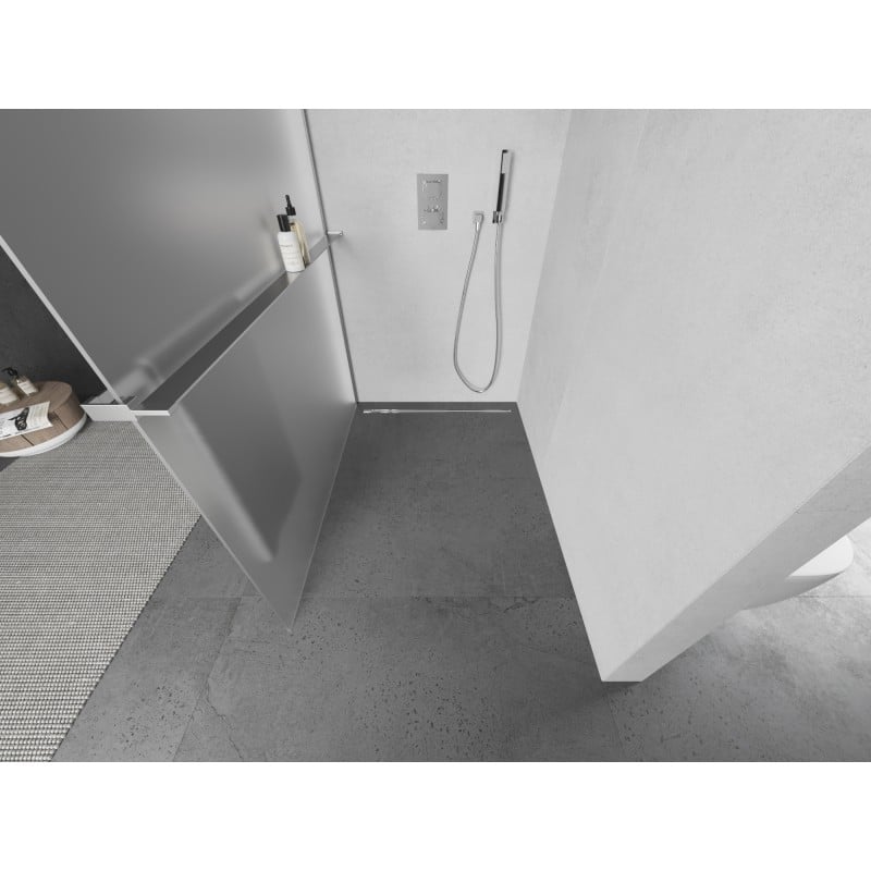 Mexen Kioto+ L ścianka prysznicowa z półką Walk-in 80 x 200 cm, szron, chrom - 800-080-123-01-30