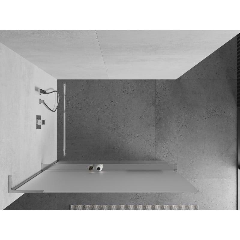 Mexen Kioto+ L ścianka prysznicowa z półką Walk-in 70 x 200 cm, szron, chrom - 800-070-123-01-30