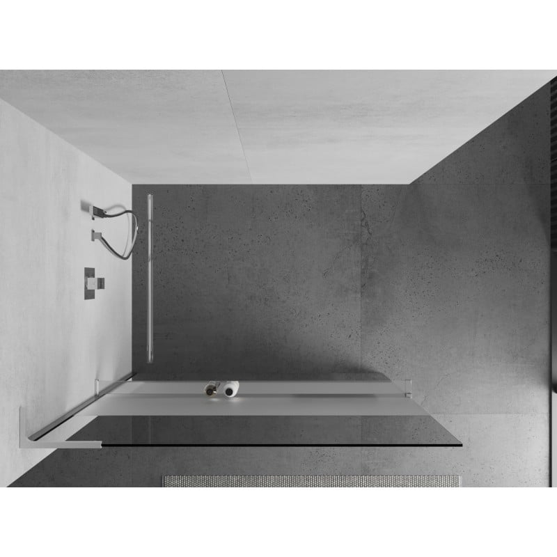 Mexen Kioto+ L ścianka prysznicowa z półką Walk-in 70 x 200 cm, transparent/szron, chrom - 800-070-123-01-35