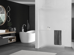 Mexen Kioto+ L ścianka prysznicowa z półką Walk-in 70 x 200 cm, szron, biała - 800-070-123-20-30