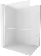 Mexen Kioto+ L ścianka prysznicowa z półką Walk-in 70 x 200 cm, szron, biała - 800-070-123-20-30