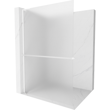 Mexen Kioto+ L ścianka prysznicowa z półką Walk-in 100 x 200 cm, szron, biała - 800-100-123-20-30