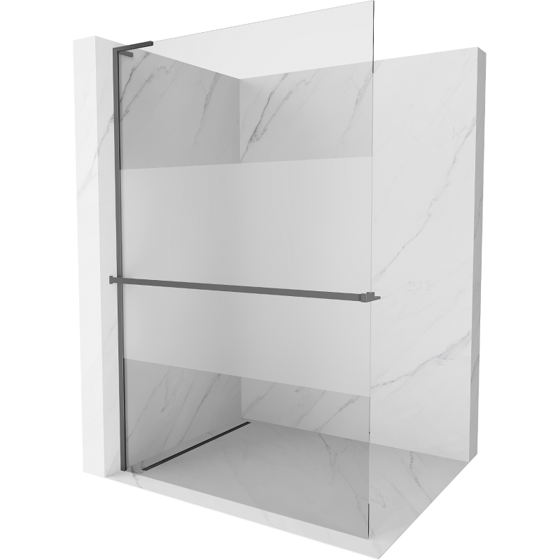 Mexen Kioto+ L ścianka prysznicowa z półką Walk-in 80 x 200 cm, transparent/szron, gun metal - 800-080-123-95-35