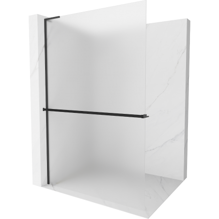 Mexen Kioto+ L ścianka prysznicowa z półką Walk-in 100 x 200 cm, szron, czarna - 800-100-123-70-30