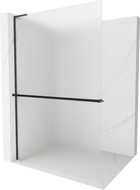 Mexen Kioto+ L ścianka prysznicowa z półką Walk-in 90 x 200 cm, szron, czarna - 800-090-123-70-30