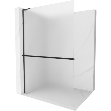 Mexen Kioto+ L ścianka prysznicowa z półką Walk-in 80 x 200 cm, szron, czarna - 800-080-123-70-30