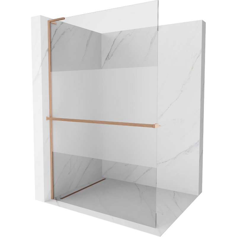 Mexen Kioto+ L ścianka prysznicowa z półką Walk-in 70 x 200 cm, transparent/szron, miedź szczotkowana - 800-070-123-65-35