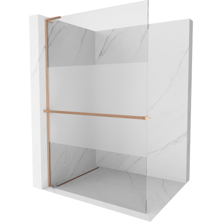 Mexen Kioto+ L ścianka prysznicowa z półką Walk-in 70 x 200 cm, transparent/szron, miedź szczotkowana - 800-070-123-65-35