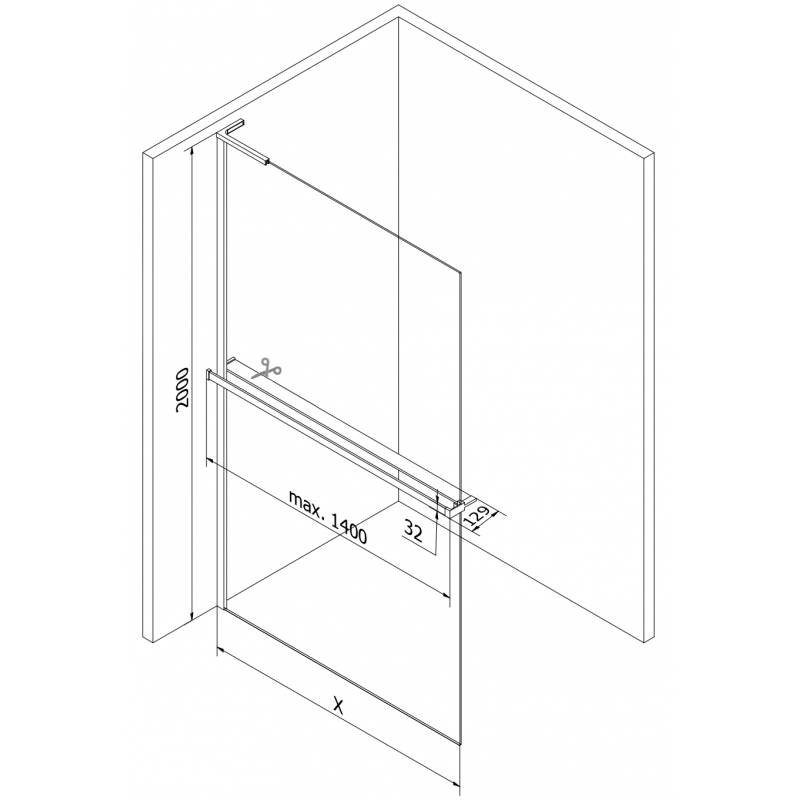 Mexen Kioto+ L ścianka prysznicowa z półką Walk-in 80 x 200 cm, transparent/szron, nikiel szczotkowany - 800-080-123-97-35