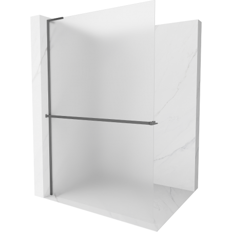 Mexen Kioto+ L ścianka prysznicowa z półką Walk-in 90 x 200 cm, szron, gun metal - 800-090-123-95-30