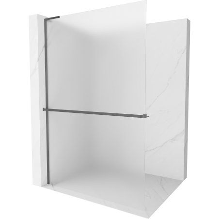 Mexen Kioto+ L ścianka prysznicowa z półką Walk-in 70 x 200 cm, szron, gun metal - 800-070-123-95-30