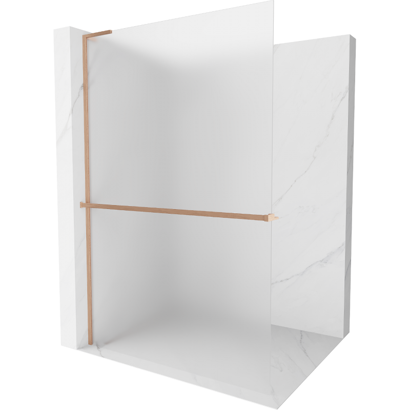 Mexen Kioto+ L ścianka prysznicowa z półką Walk-in 70 x 200 cm, szron, miedź szczotkowana - 800-070-123-65-30