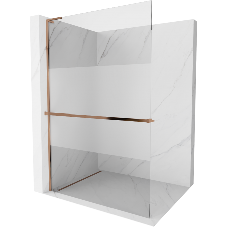 Mexen Kioto+ L ścianka prysznicowa z półką Walk-in 70 x 200 cm, transparent/szron, różowe złoto - 800-070-123-60-35