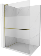 Mexen Kioto+ L ścianka prysznicowa z półką Walk-in 80 x 200 cm, transparent/szron, złota - 800-080-123-50-35
