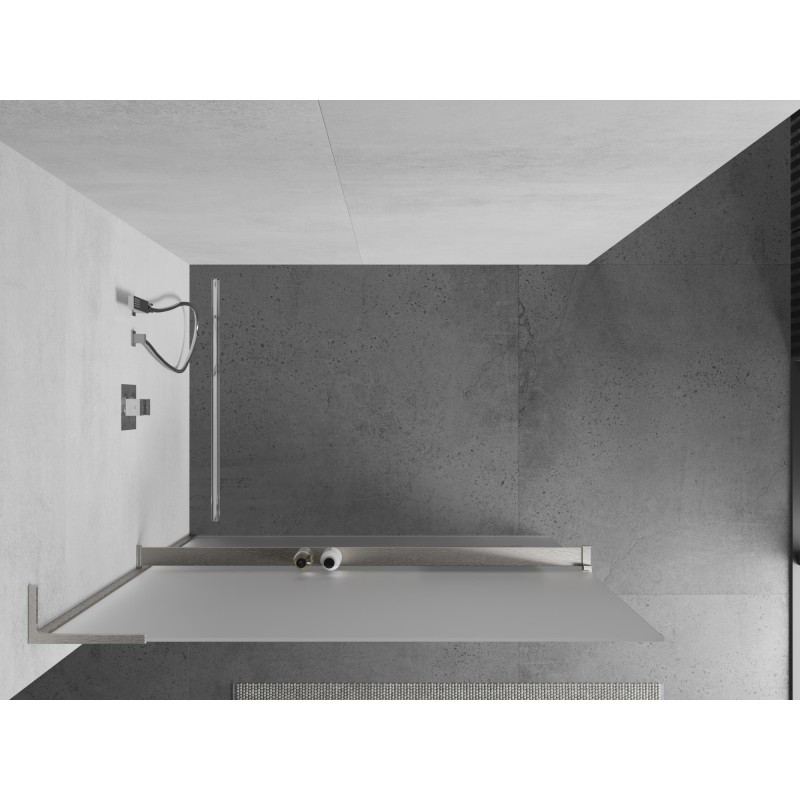 Mexen Kioto+ L ścianka prysznicowa z półką Walk-in 110 x 200 cm, szron, nikiel szczotkowany - 800-110-123-97-30