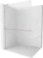 Mexen Kioto+ L ścianka prysznicowa z półką Walk-in 100 x 200 cm, szron, nikiel szczotkowany - 800-100-123-97-30