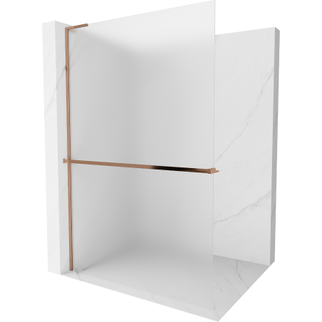 Mexen Kioto+ L ścianka prysznicowa z półką Walk-in 100 x 200 cm, szron, różowe złoto - 800-100-123-60-30