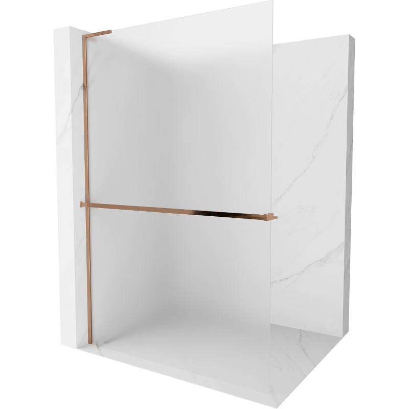 Mexen Kioto+ L ścianka prysznicowa z półką Walk-in 70 x 200 cm, szron, różowe złoto - 800-070-123-60-30