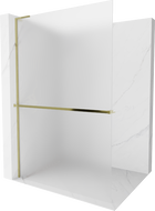 Mexen Kioto+ L ścianka prysznicowa z półką Walk-in 80 x 200 cm, szron, złota - 800-080-123-50-30