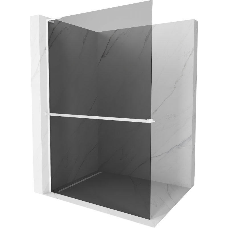 Mexen Kioto+ L ścianka prysznicowa z półką Walk-in 80 x 200 cm, grafit, biała - 800-080-123-20-40