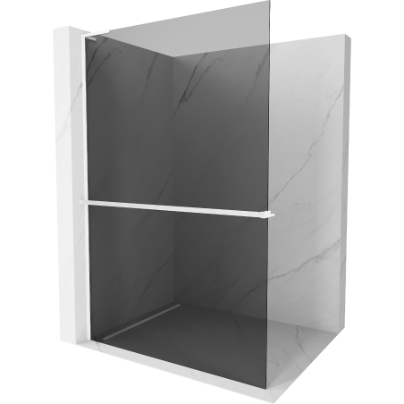 Mexen Kioto+ L ścianka prysznicowa z półką Walk-in 80 x 200 cm, grafit, biała - 800-080-123-20-40