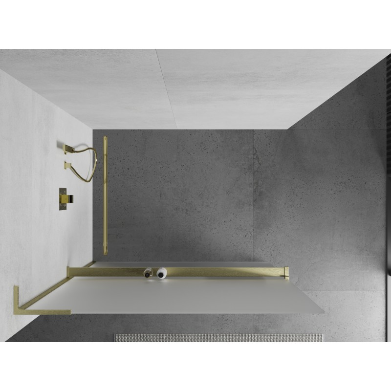 Mexen Kioto+ L ścianka prysznicowa z półką Walk-in 80 x 200 cm, szron, złota szczotkowana - 800-080-123-55-30