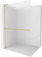 Mexen Kioto+ L ścianka prysznicowa z półką Walk-in 120 x 200 cm, szron, złota szczotkowana - 800-120-123-55-30
